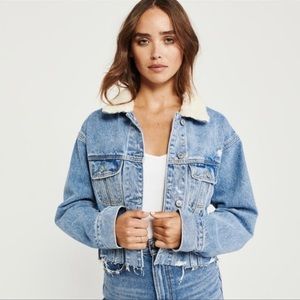Abercrombie & Fitch Blue Jean Jacket with Cream Collar